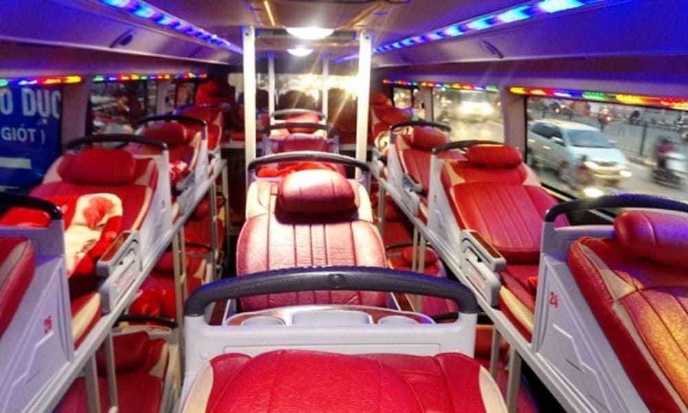 The economy class sleeper bus has 2 levels, with 3 rows of seats on each level